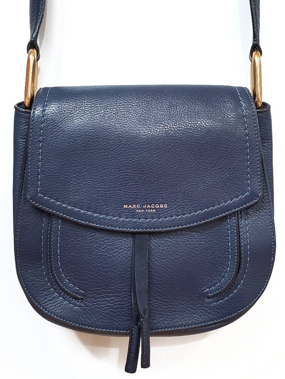 Marc Jacobs Maverick Large Saddle Shoulder Bag in Navy Blue Leather - Picture 1 of 13